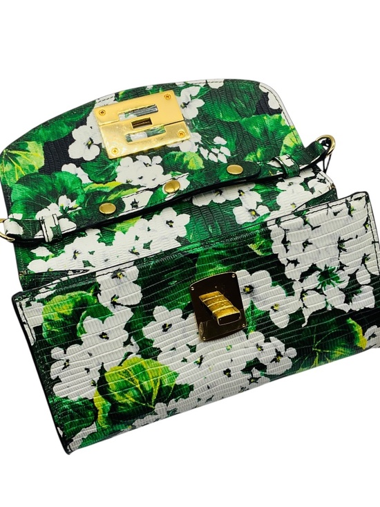 Watercolor Foliage White Amber Dress in Viscose fabric  SAMANTHA SUNG GREEN PRINTED LEATHER IVY CROSS SMALL ROCKCRESS FLOWER SHOULDER BA